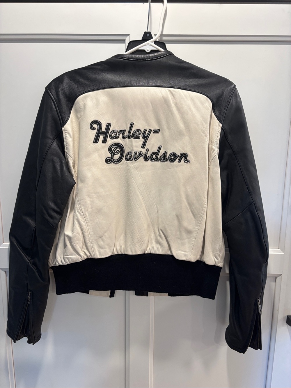 Harley-Davidson Black & Cream Two-Tone Leather Jacket